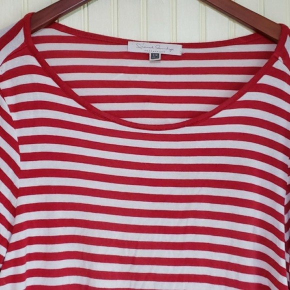 French Laundry Tops - French Laundry Shirt Womens Plus 1X Red Stripe Scoop Neck Slit Sleeve Tunic Top